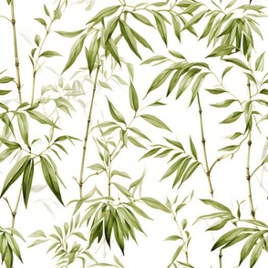 Green Bamboo on White - medium 