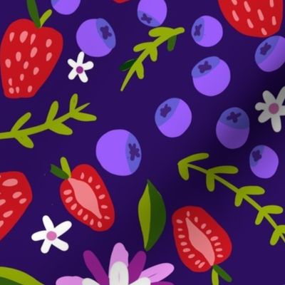 strawberries and blueberries wallpaper scale