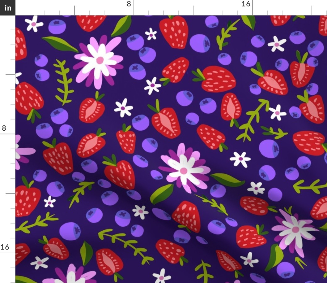 strawberries and blueberries wallpaper scale
