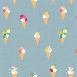 Summer treats: ice creams on linen denim