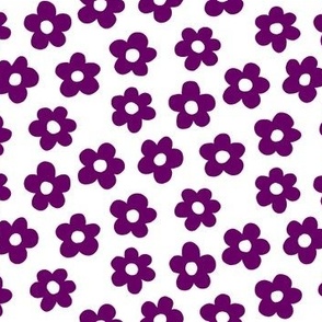 FS Retro Daisy Flowers Purple on White