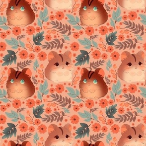 Whimsical Woodland Hamsters  Warm Peach