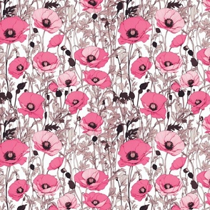 Showstopper Poppies in Pink with Browns and Beige