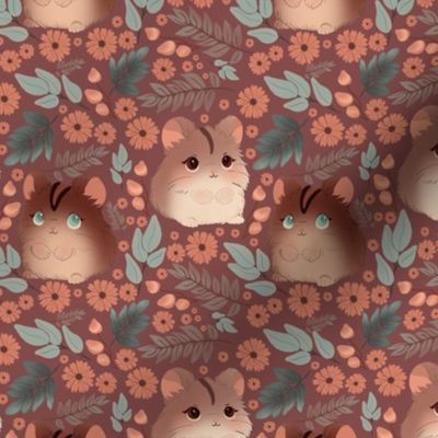 Whimsical Woodland Hamsters  Warm Earthy Brown 