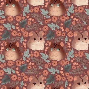 Whimsical Woodland Hamsters  Warm Earthy Brown 
