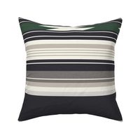 Southwestern Desert Serape Blanket: Horizontal Stripes in Dark Green/Black L