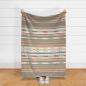 Southwestern Desert Serape Blanket: Horizontal Stripes in Pastel Tones L