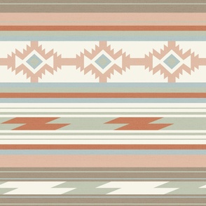Southwestern Desert Serape Blanket: Horizontal Stripes in Pastel Tones L