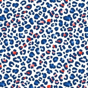 July 4th Red White and Blue Leopard Print on White (Small Scale)