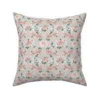 Small - Adela Peachy Florals 01- Light Grey - Faded