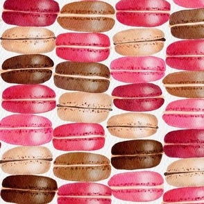 Pink and brown watercolor macarons