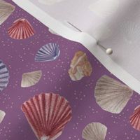 (tiny) Trip to the beach - shells and nacre on a shiny sand shore texture on middle purple Rhinestone