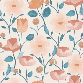 Peach watercolor florals