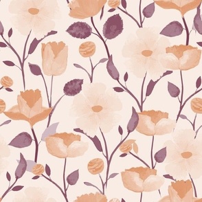 peach and purple watercolor florals