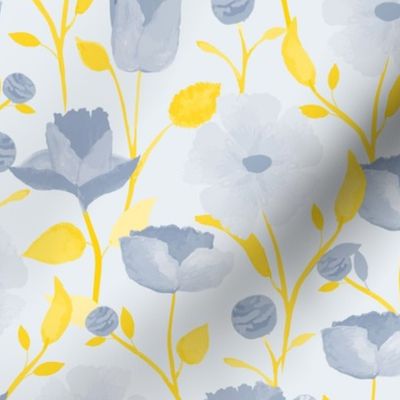 yellow and blue watercolor florals