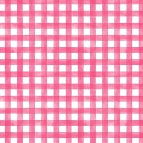 (XS) Watercolor Gingham Plaid in Pink