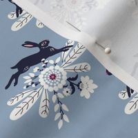 Bunny on Blue Floral