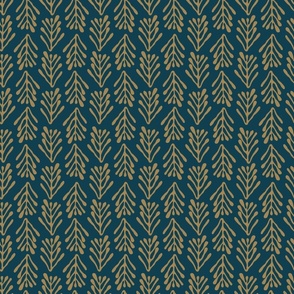Seagrass  brunches in vertical lines - honey yellow on dark blue background