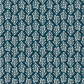 Seagrass  brunches in vertical lines - white on dark blue background