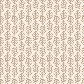 Seagrass  brunches in vertical lines - pastel brown on beige background