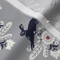 Wreath with Jumping Bunny on Gray