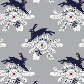 Wreath with Jumping Bunny on Gray