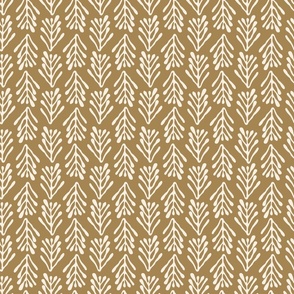 Seagrass  brunches in vertical lines - beige on honey yellow background