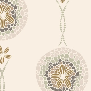 Seashell medallions (XL) - sand dollars  in beige tones on light background 