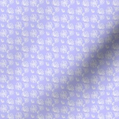 1:12 scale hand drawn white flowers on blue for dollhouse fabric, wallpaper, and small scale miniature decor