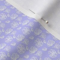 1:12 scale hand drawn white flowers on blue for dollhouse fabric, wallpaper, and small scale miniature decor