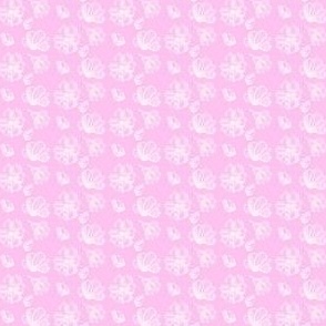 1:12 scale hand drawn white flowers on pink for dollhouse fabric, wallpaper, and small scale  miniature decor