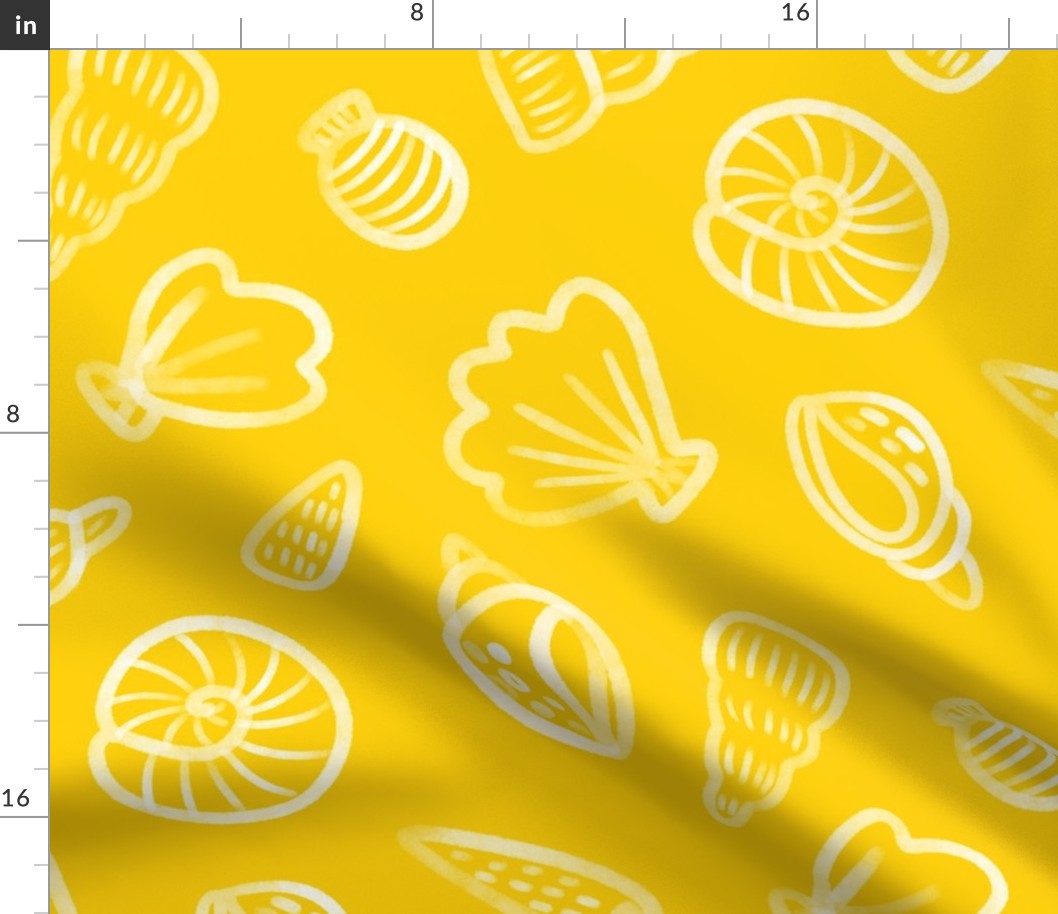 Watercolour Shells on Bright Yellow - Jumbo Print