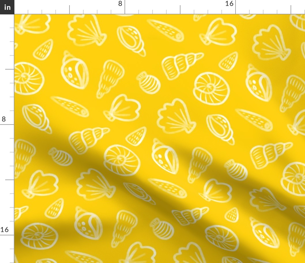 Watercolour  Shells on Bright Yellow - Large Print