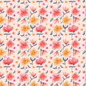 Acuarela style flowers pastel pattern