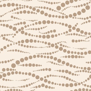Dotted ocean wave lines horizontal - brown on beige background