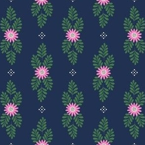 Flowers and Fronds - Pink and Blue Sm.