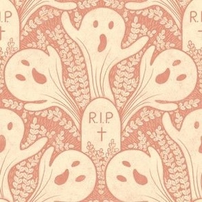 l/ ghosts graveyard  halloween terracotta orange