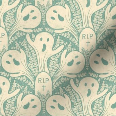 l/ ghosts graveyard  halloween  teal green