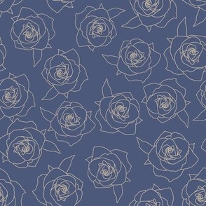 Peach roses on blue