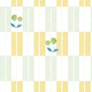 Mint and yellow uneven stripe - Fun floral - pastel color block