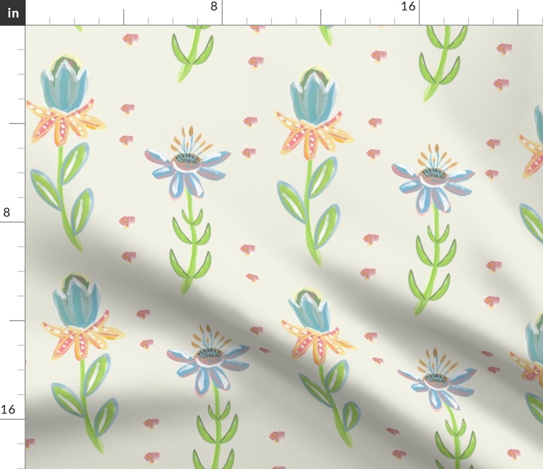Fun flowers in stripe design - Whimsical Decor  - multicolor