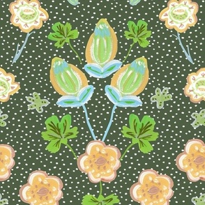  fun florals -  green - girls - painted flowers