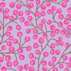 Branches with pink berries on lavender