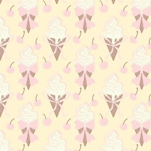 Coquette Ice Cream Cone Pastels - Yellow Small Scale Ditsy