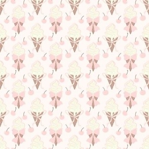 Coquette Ice Cream Cone Pastels - Pink Small Scale Ditsy