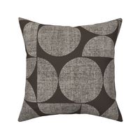 Bauhaus Geometric with hand drawn textured lines - creamy white_ cracked pepper brown