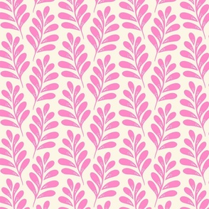 Turning Leaves - Pink on Cream Lg.