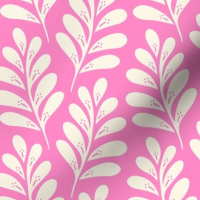 Turning Leaves - Cream on Pink Lg.