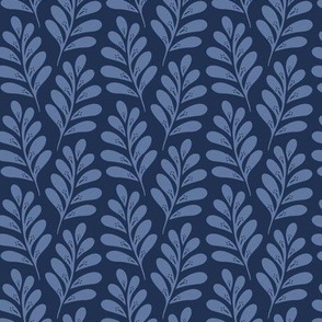 Turning Leaves - Blue on navy Sm.