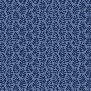 Turning Leaves - Navy on blue Sm.